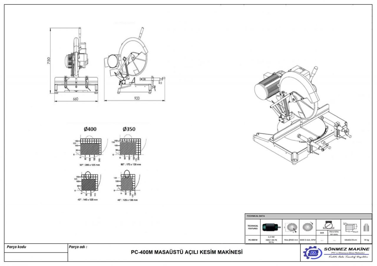 PORTABLE ANGULAR CUTTING MACHINE PC 400 M