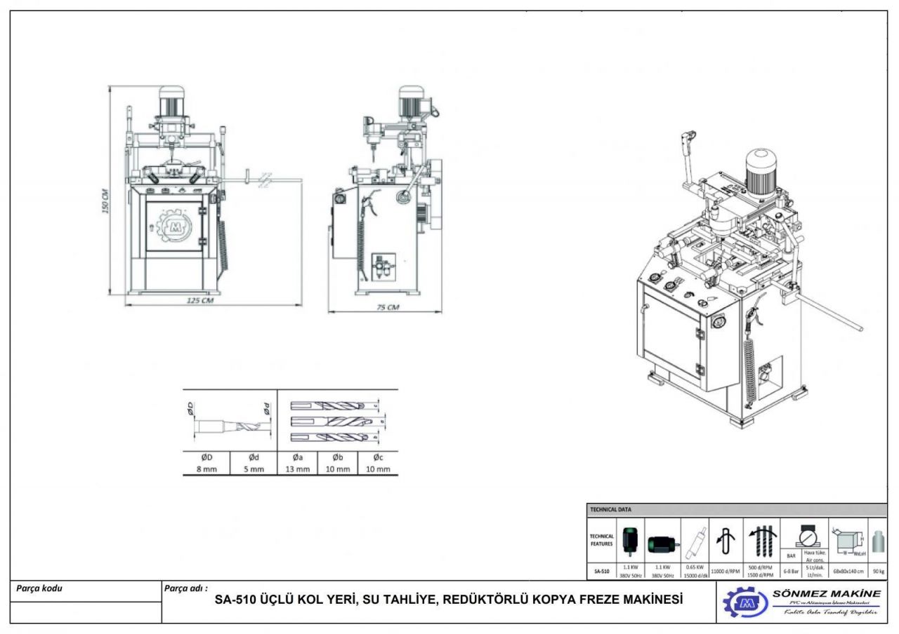 TRIPLE HANDLE, WATER DISPENSER, COPY MILLING MACHINE WITH REDUCTERS SA-510