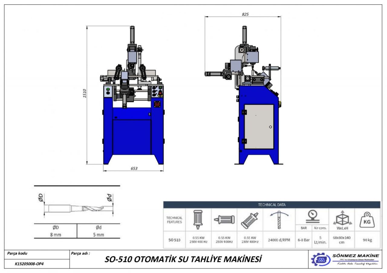 AUTOMATIC PVC PROFILE WATER SLOT DRILLING MACHINE SO-510